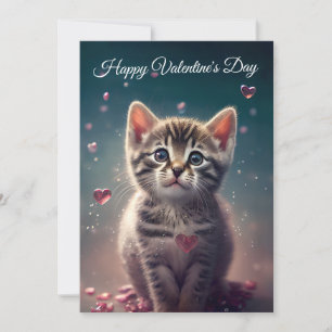Wees mijn Valentijn - Zoete kleine Kitten-liefde Feestdagenkaart