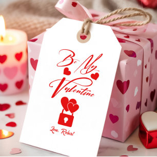 Wees Mijn Valentijns Rood Witte Typografie Cadeaulabel