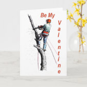 Wees mijn Valentijnsdag Boomchirurg Kettingzaag Kaart (Gele Bloem)