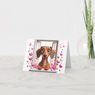 Wees Mijn Valentijnsdag Dachshund Kaart