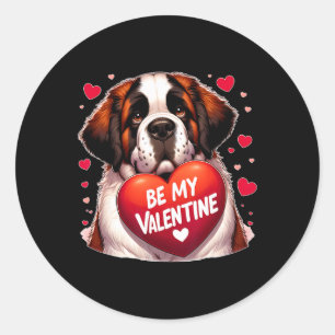 Wees mijn Valentijnsdag Sint-Bernardshond Hart Ronde Sticker