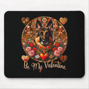 Wees mijn Valentijnshond Bloem Rode Hart Dag- Duit Muismat