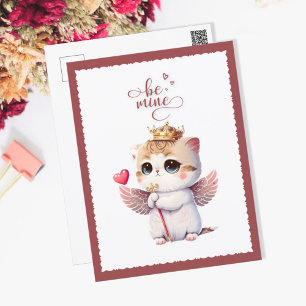 Wees Mine Chibi Cat Angel Wings Kitten Valentijn Feestdagenkaart