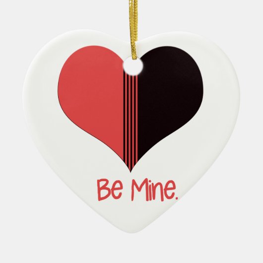 Wees Mine Valentijn Red Stripe Heart Keramisch Ornament (Voorkant)