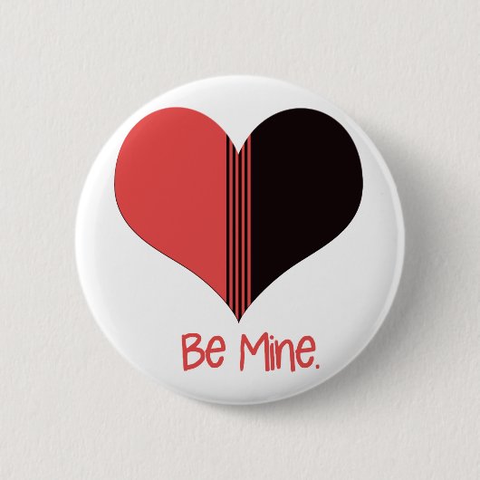 Wees Mine Valentijn Red Stripe Heart Ronde Button 5,7 Cm (Voorkant)