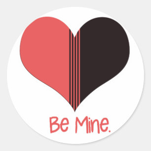 Wees Mine Valentijn Red Stripe Heart Ronde Sticker