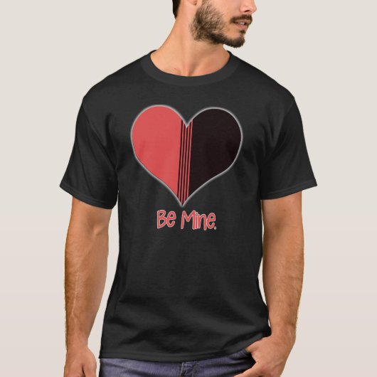 Wees Mine Valentijn Red Stripe Heart T-shirt (Voorkant)