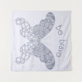 Wees moedig | Blauwe boho vlinder Wandkleed (Voorkant (horizontaal))