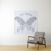 Wees moedig | Blauwe boho vlinder Wandkleed (In situ)