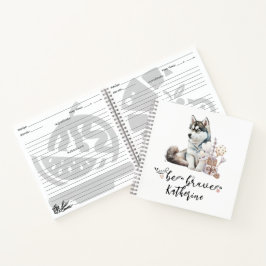 Wees moedig Husky puppy gepersonaliseerd Notitieboek