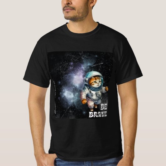 Wees moedig - Space Cat Adventure T-shirt (Voorkant)