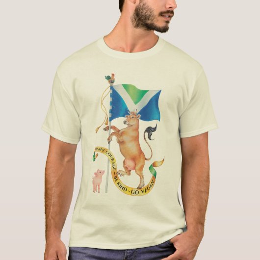 Wees moedig. Wees aardig. Ga Vegan. T-shirt (Voorkant)