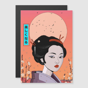 Wees mooie geisha meisje magnetische uitnodiging