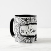 Wees・Mooie, zwarte en witte flora (11 oz. mok) Mok (Voorkant links)