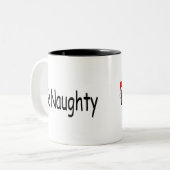 Wees Naughty Tweekleurige Koffiemok (Voorkant links)