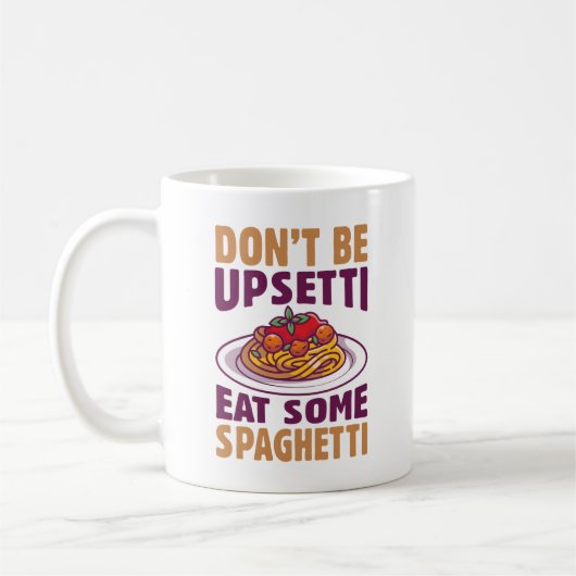 Wees niet bang om wat spaghetti op te eten koffiemok (Links)