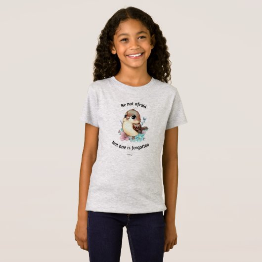 Wees niet bang Sparrow Bijbel Meisjes T-shirt (Voorkant volledig)