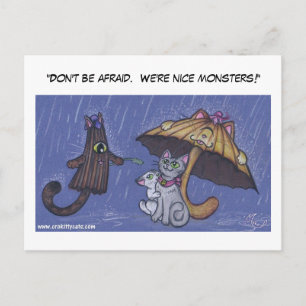 "Wees niet bang. We zijn aardige monsters!" Briefkaart