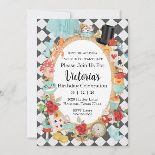 Wees niet te laat Blue Birthday Party Invitation Kaart