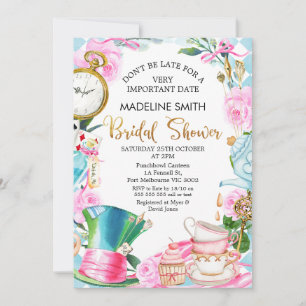 Wees niet te laat in Wonderland Bridal Shower Invi Kaart