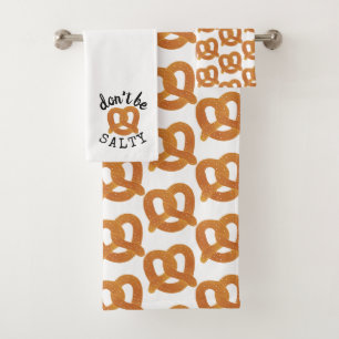Wees niet zout grappig pretzel pun bad handdoek