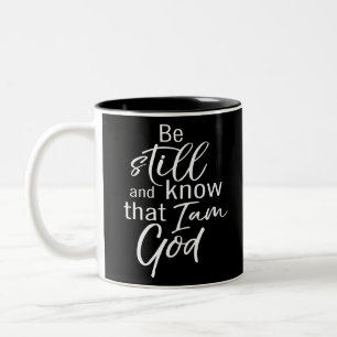 Wees nog steeds en weet dat ik God ben Tweekleurige Koffiemok