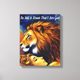 Wees nog steeds weten Ik ben God Psalmen 46 Gold L Canvas Afdruk