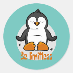 Wees onbeperkt Kawaii Funny Penguin Doing Yoga Pos Ronde Sticker