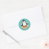 Wees onbeperkt Kawaii Funny Penguin Doing Yoga Pos Ronde Sticker (Envelop)