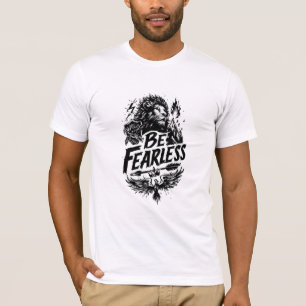 Wees Onbevreesd Leeuw Crest Motiverend Grafisch T- T-shirt