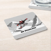 Wees onbevreesd - Snowboarder Vierkante Kartonnen Onderzetter (Schuin)