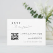 Wees ons gastenscript Eenvoudige Minimale QR-code  RSVP Kaartje (Staand voorkant)