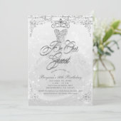 Wees onze gast Prinses Wit Zilver Sweet 16 Feestje Kaart (Staand voorkant)