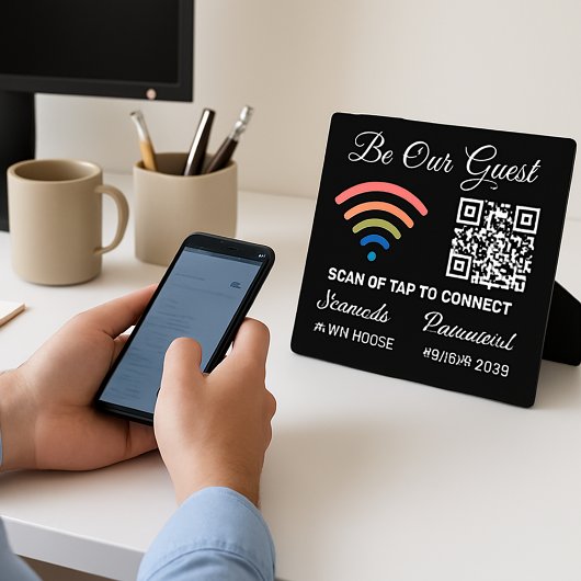 Wees onze gast QR-code WiFi-netwerk en wachtwoord Fotoplaat