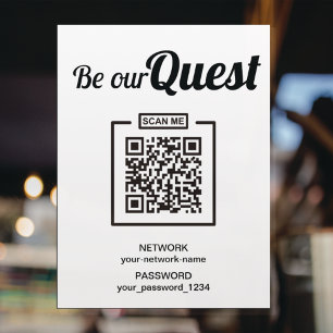 Wees onze Gast Schoon Zwart & Wit QR Code WIFI Poster