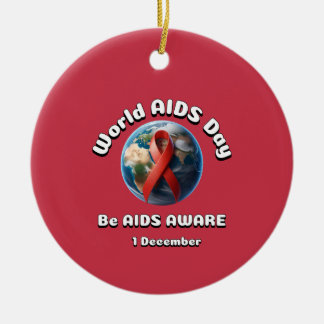 Wees op je hoede voor aids. Wereld Aids Dag. Keramisch Ornament