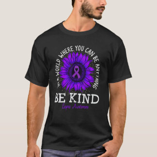 Wees Paarse Ribbon Sunflower Lupus Bewustheid T-shirt