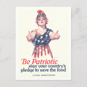 "Wees patriottisch: Save Food" WWI Poster Briefkaa Briefkaart