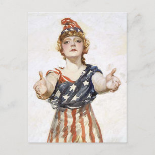 Wees Patriottische vintage poster Briefkaart
