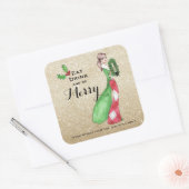 Wees prettige kerstcadeaustickers vierkante sticker (Envelop)