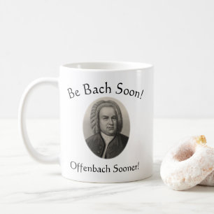 Wees snel Bach! Offenbach eerder! Grappige muziek  Koffiemok