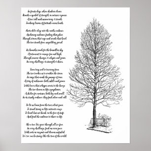 Wees sterk als boom kunst en gedicht poster