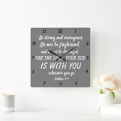 Wees sterk en moedig Joshua 1:9 Bijbelversie Vierkante Klok (Huis)