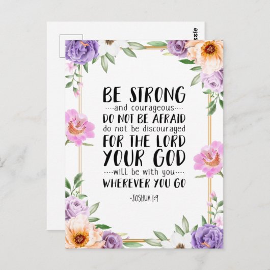 Wees sterk en moedig, Joshua 1:9 Briefkaart (Voorkant / Achterkant)