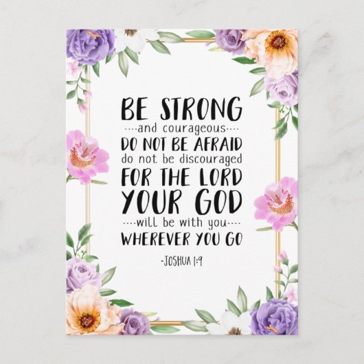 Wees sterk en moedig, Joshua 1:9 Briefkaart (Voorkant)