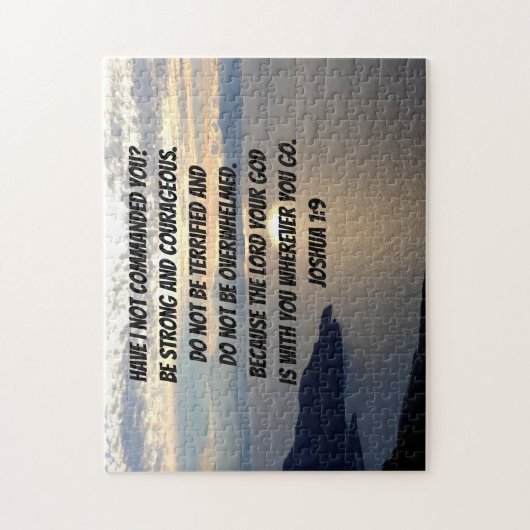Wees sterk en moedig Joshua 1:9 Lake Sunset Legpuzzel (Verticaal)