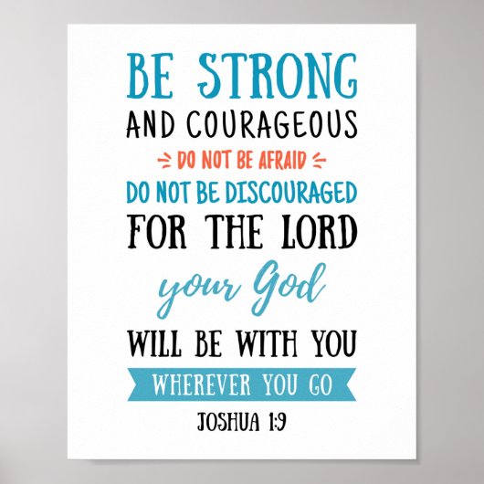 Wees sterk en moedig, Joshua 1:9 Poster (Voorkant)