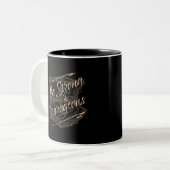 Wees sterk en moedig Joshua 1:9 Tweekleurige Koffiemok (Voorkant links)