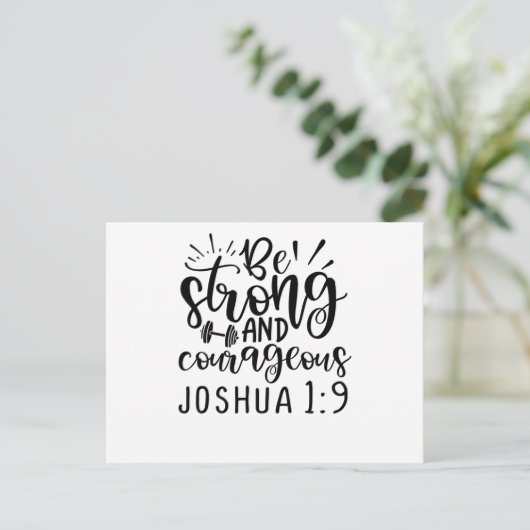 Wees sterk en moedig Joshua 1 9 Uitnodiging Briefkaart (Staand voorkant)