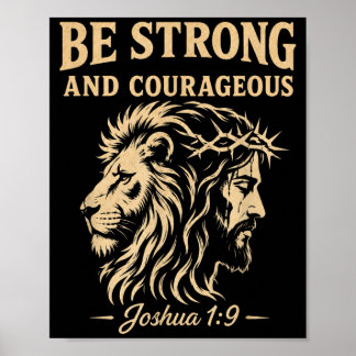 Wees Sterk En Moedig Leeuw Jozua 1_9 Christelijk Poster